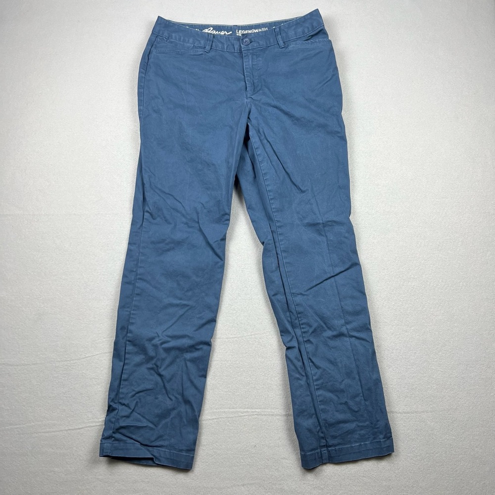 Eddie Bauer Women 10 Blue Legend Wash Stretch Curvy Fit Straight Leg Chino Pants